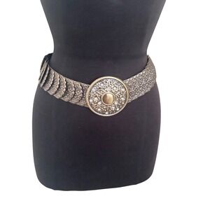 Womens Vintage 90's‎ Stretch Metal "Snake"
Waist Belt Medallion Rhinestones OS